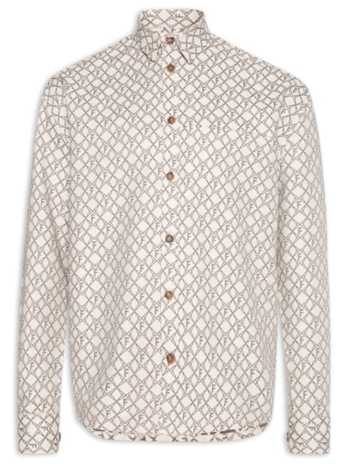 Camisa Masculina Jacquard Barcelona - Bege