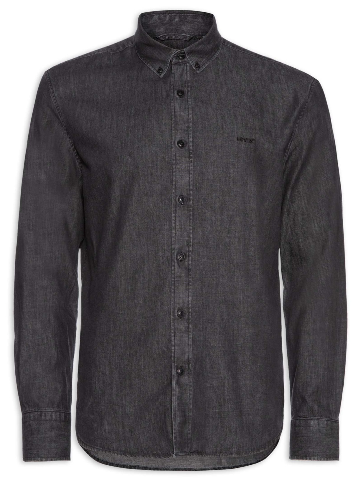 Camisa Masculina Jeans Authentic Button - Preto