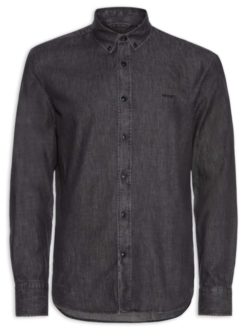 Camisa Masculina Jeans Authentic Button - Preto
