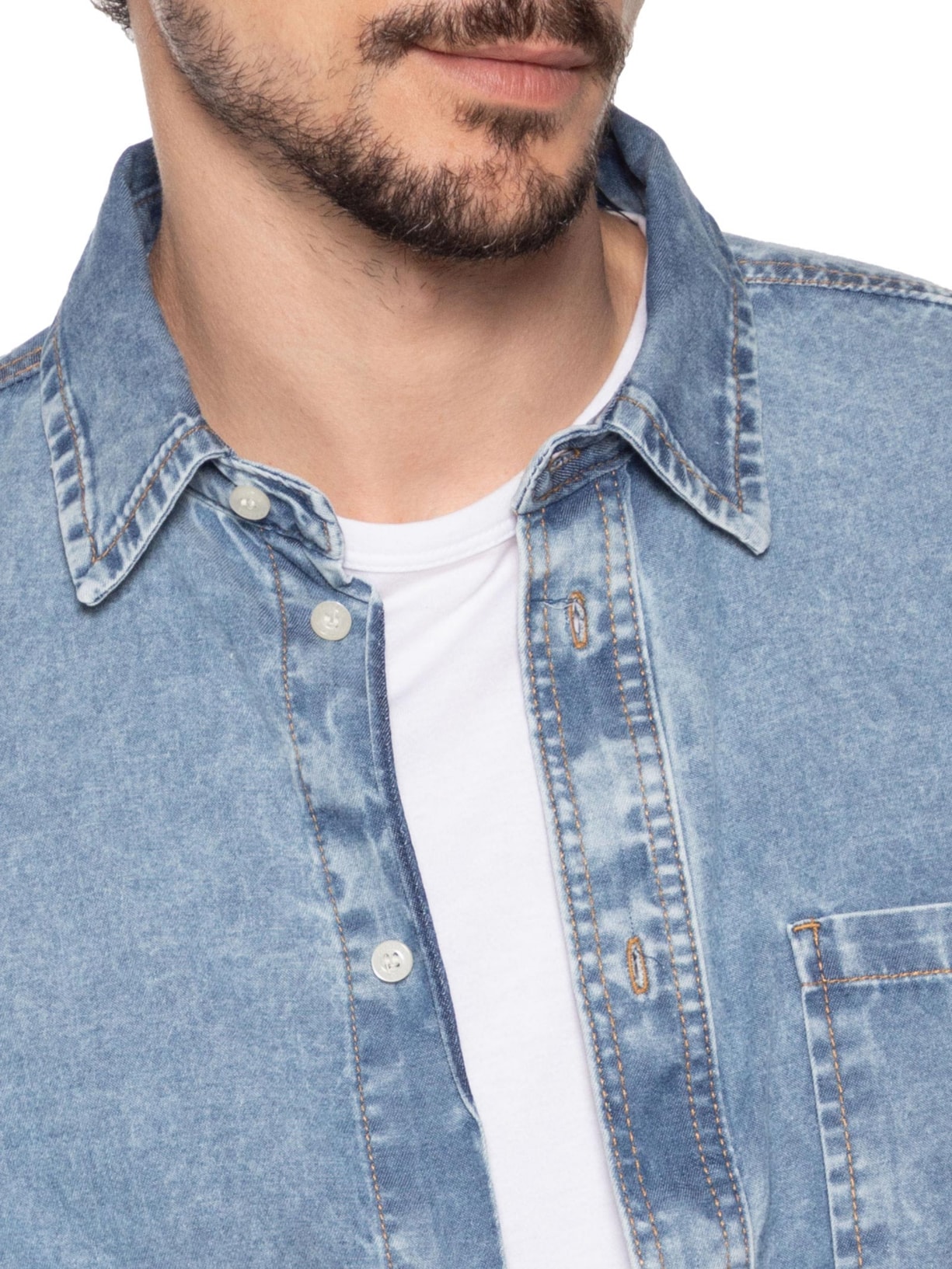 Camisa Masculina Jeans Azul Zapalla