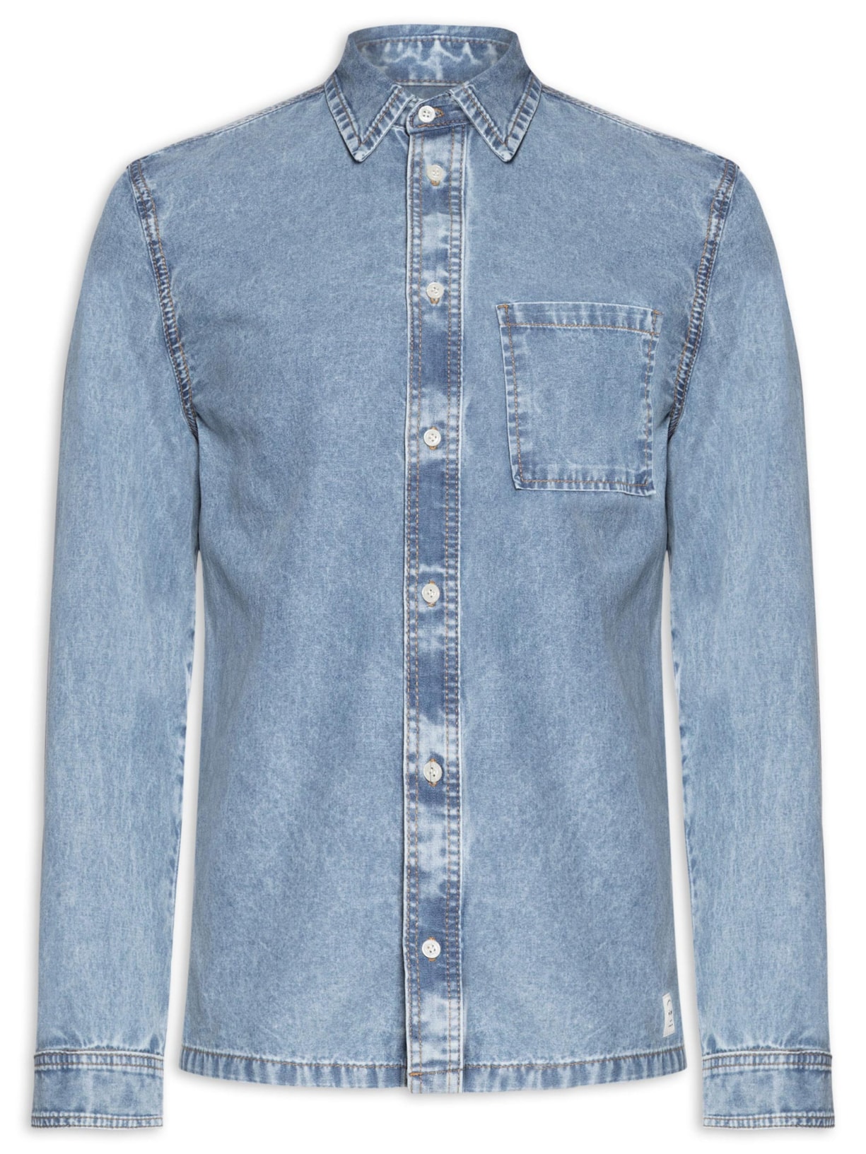 Camisa Masculina Jeans Azul Zapalla