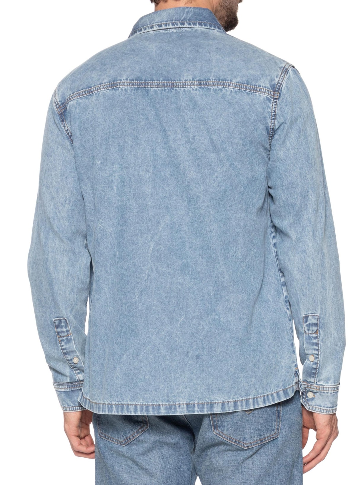 Camisa Masculina Jeans Azul Zapalla