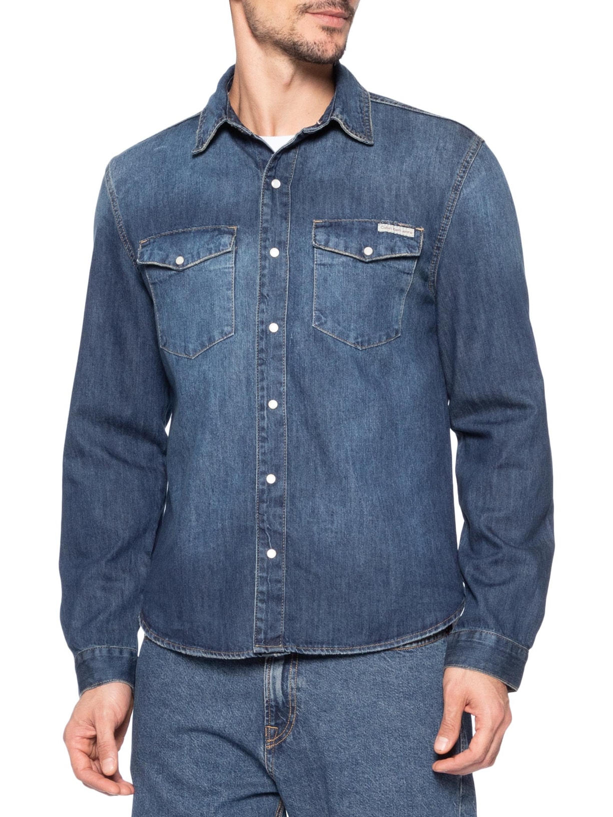 Camisa Masculina Jeans Azul Calvin Klein Jeans