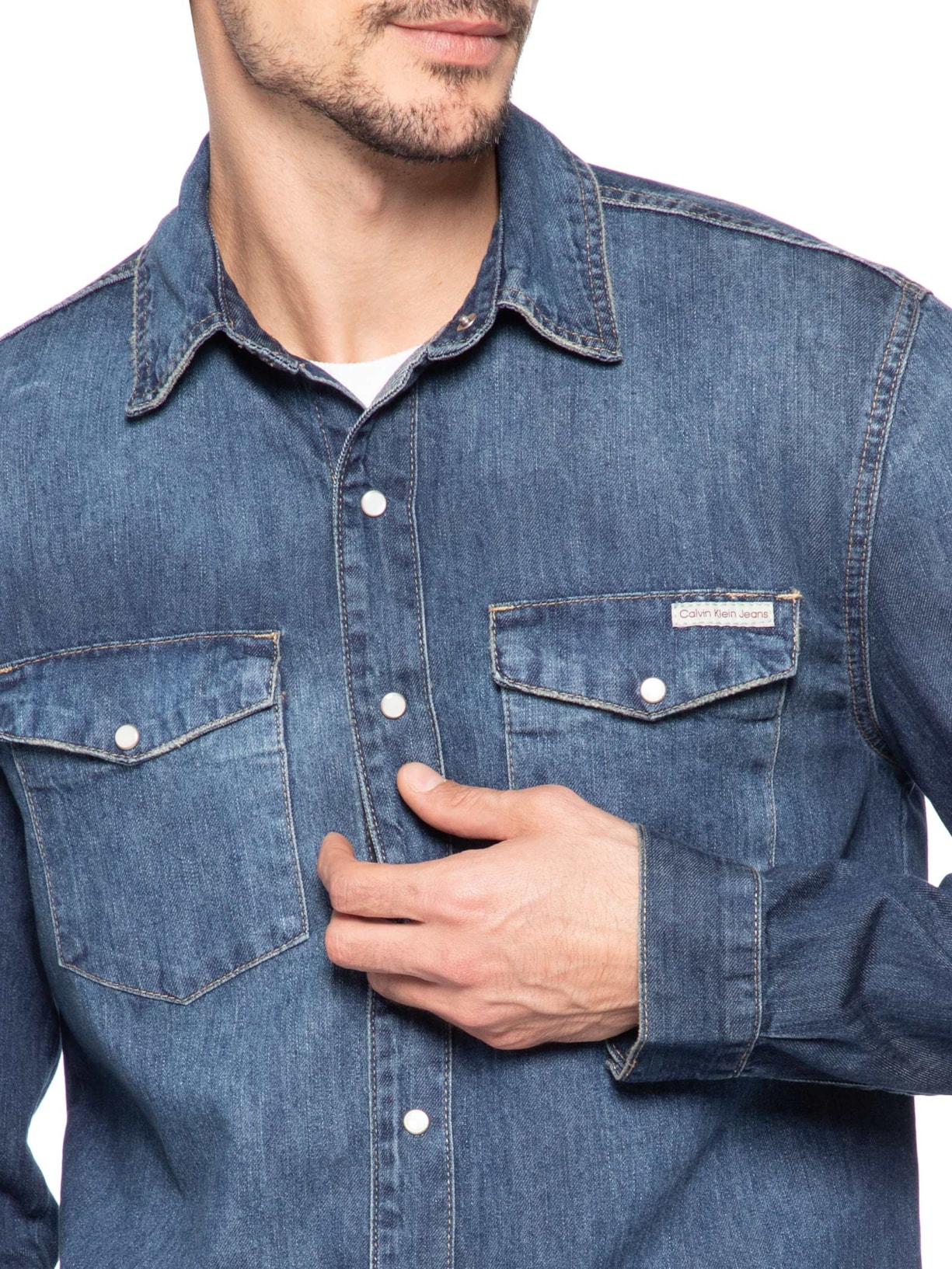 Camisa Masculina Jeans Azul Calvin Klein Jeans