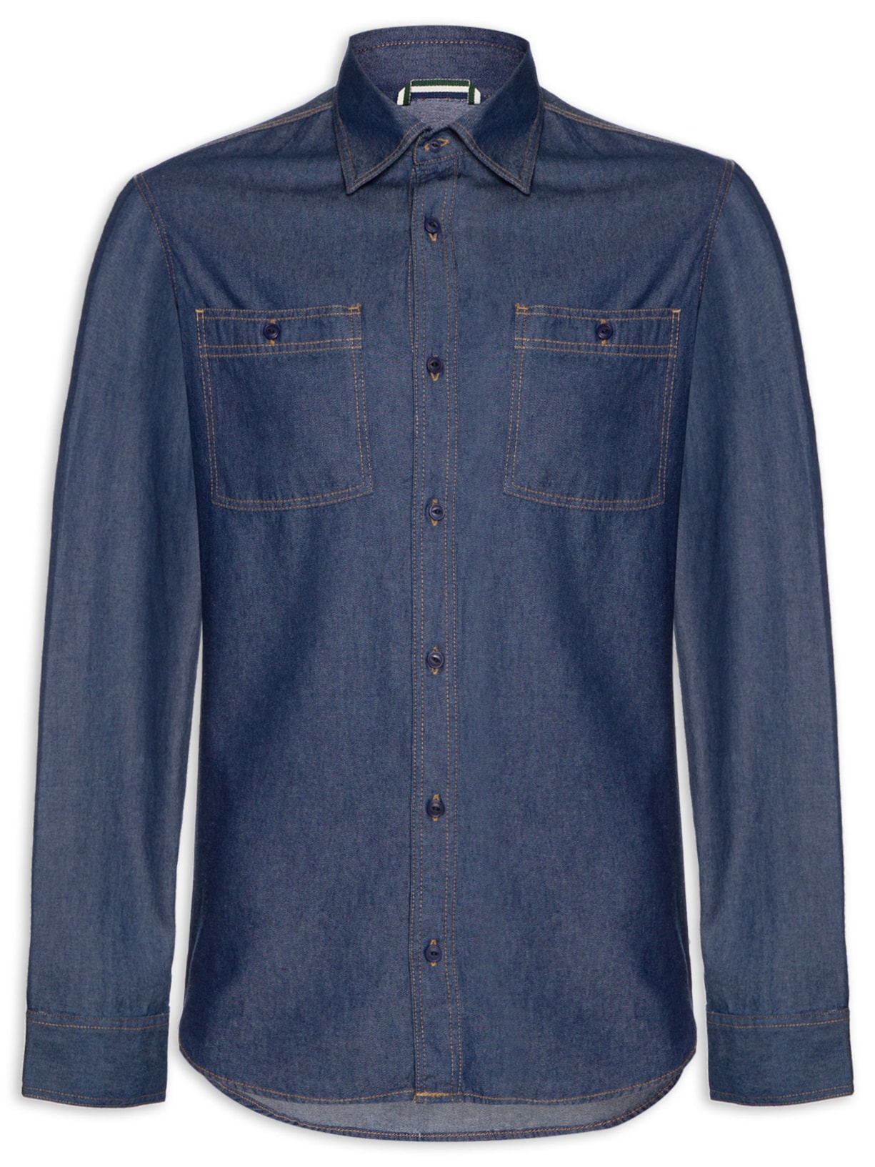 Camisa Masculina Jeans Chambray Navy - Azul