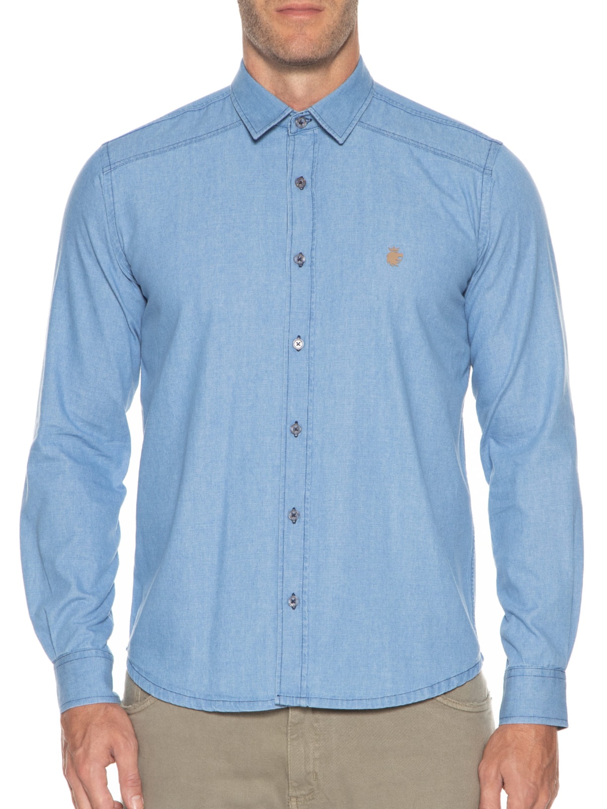 Camisa Masculina Jeans Clive Azul Von Der Volke