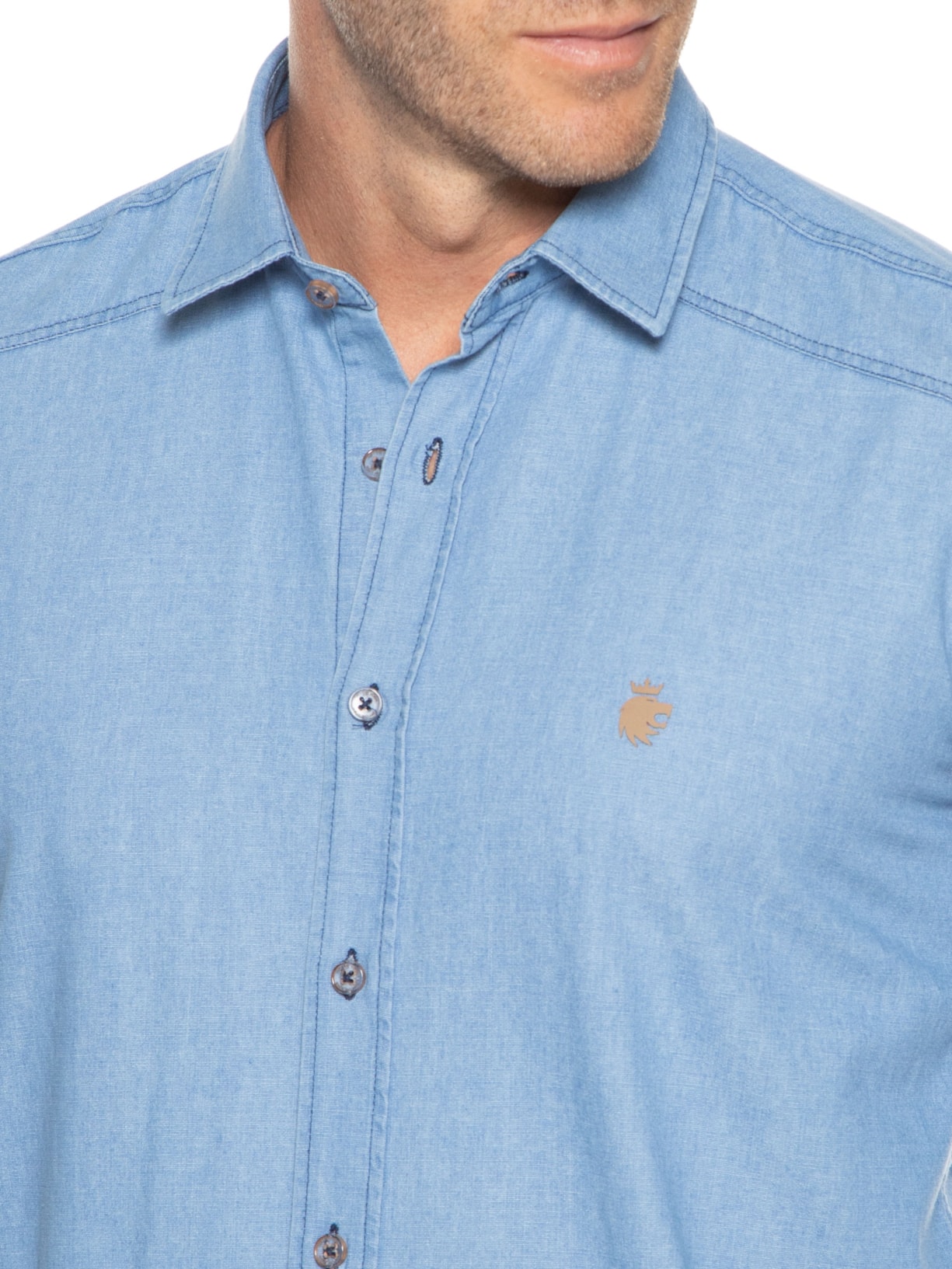 Camisa Masculina Jeans Clive Azul Von Der Volke