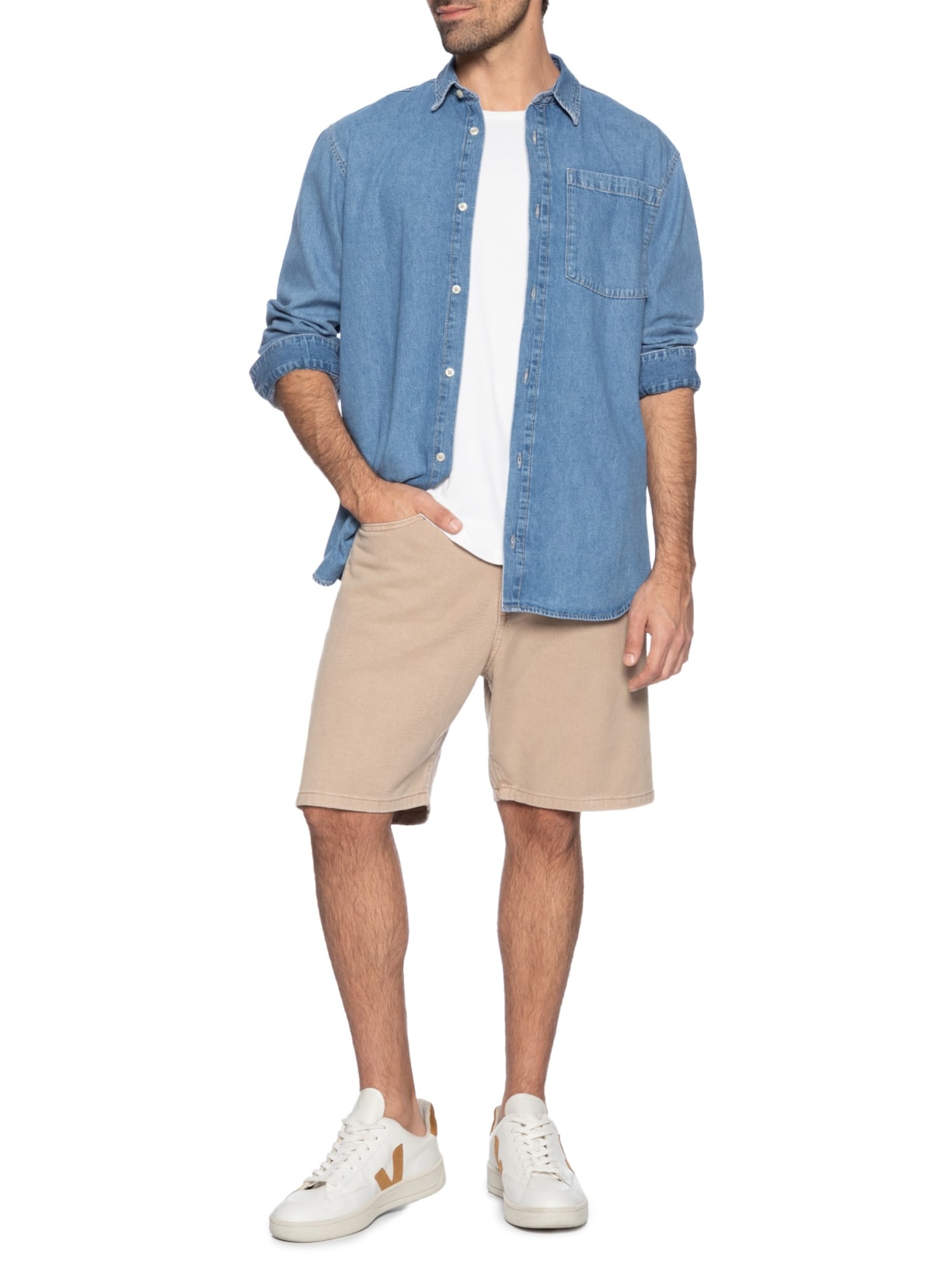 Camisa Masculina Jeans Comfort Fit Azul Jack & Jones