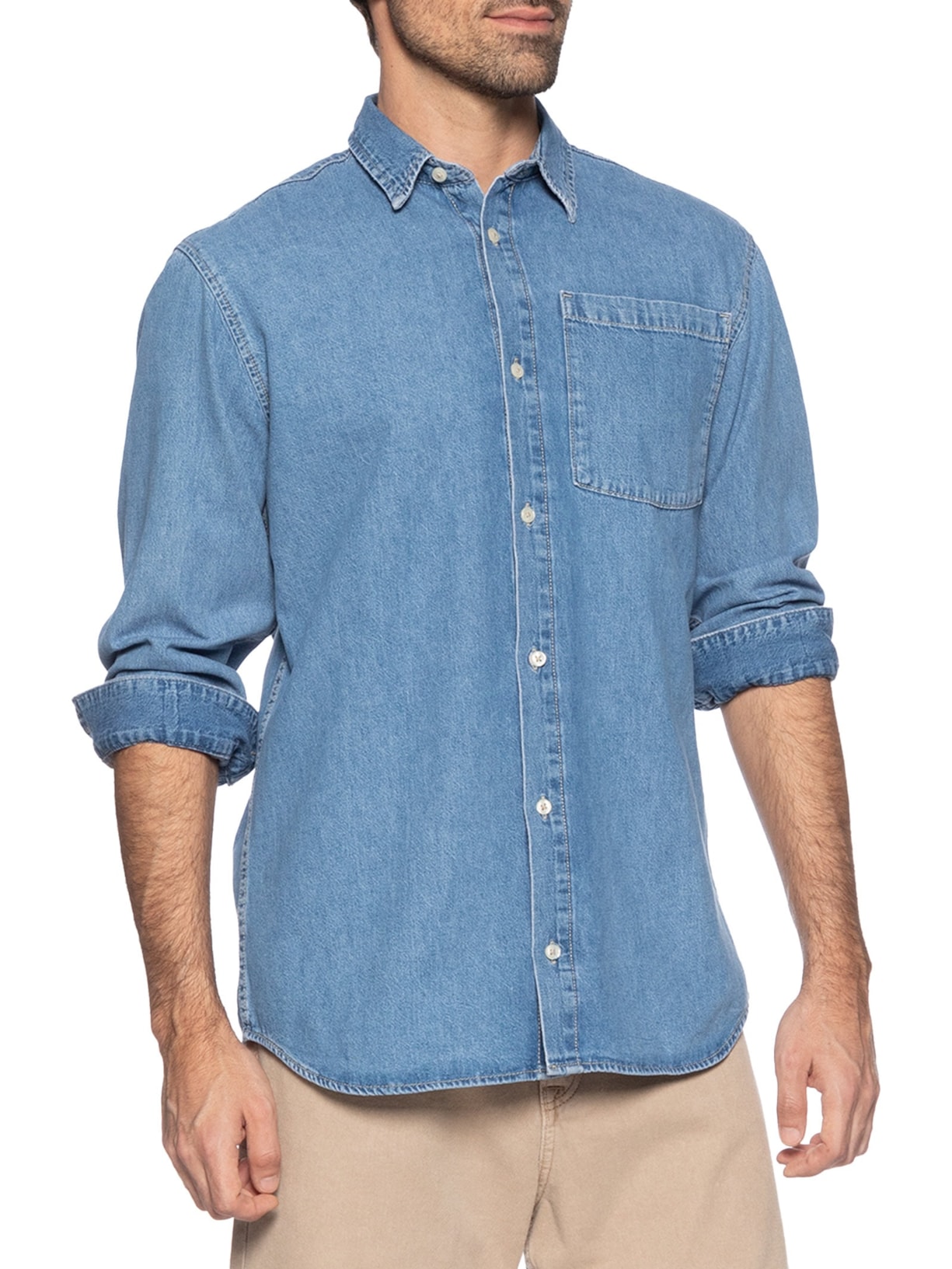 Camisa Masculina Jeans Comfort Fit Azul Jack & Jones