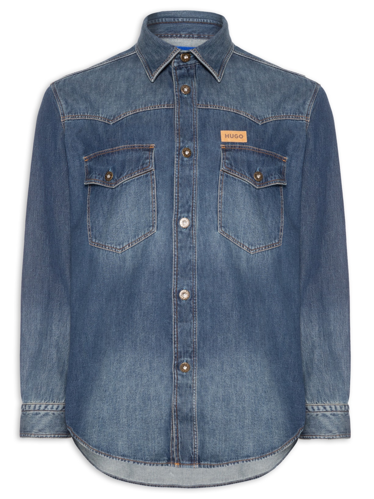 Camisa Masculina Jeans Ebant Azul Hugo