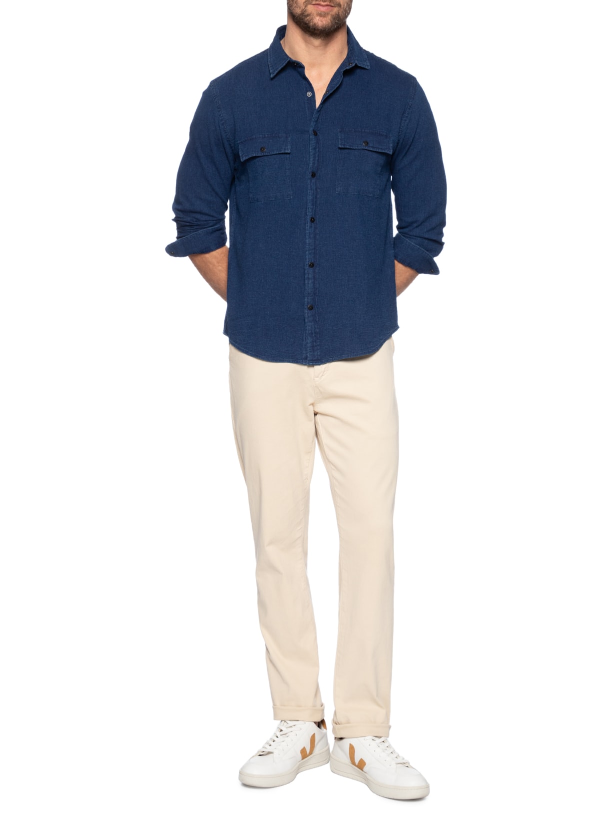 Camisa Masculina Jeans Itamonte Azul Foxton
