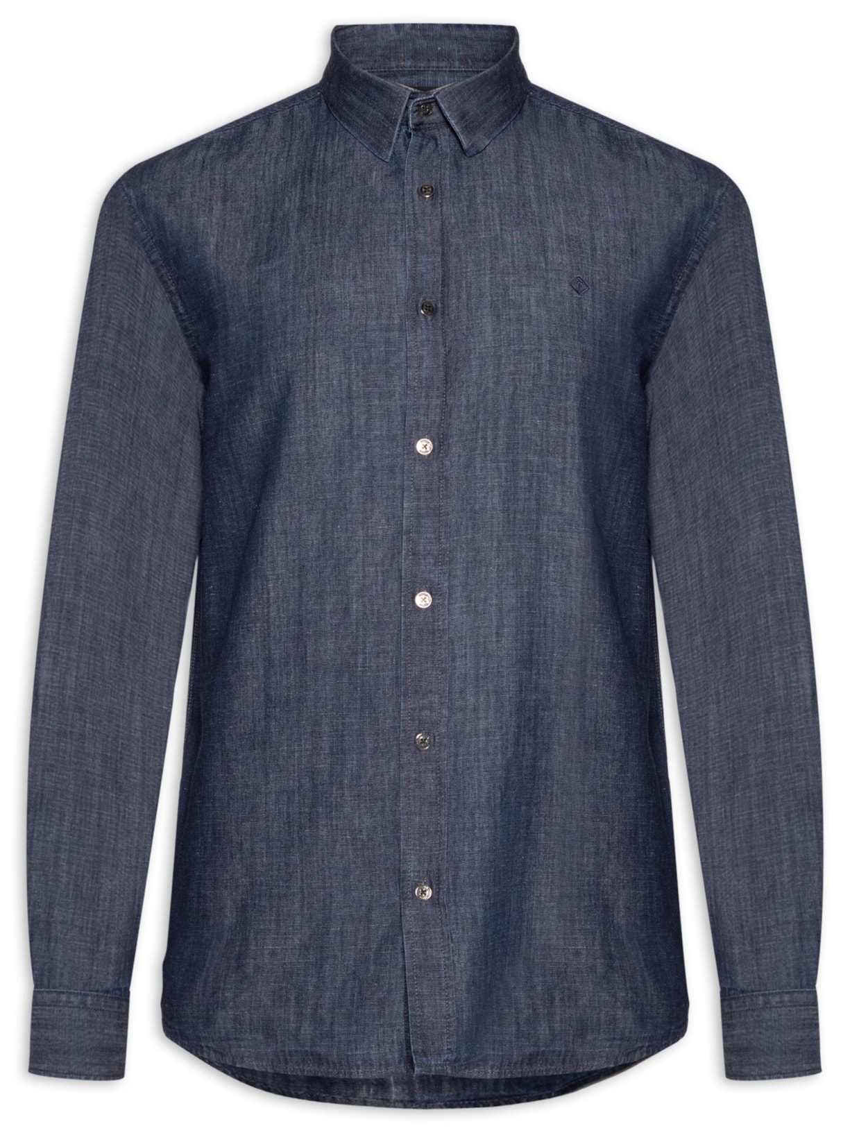 Camisa Masculina Jeans Linho Relax - Azul