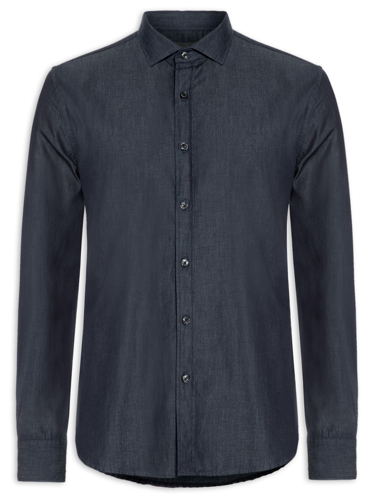 Camisa Masculina Jeans Manga Longa - Azul