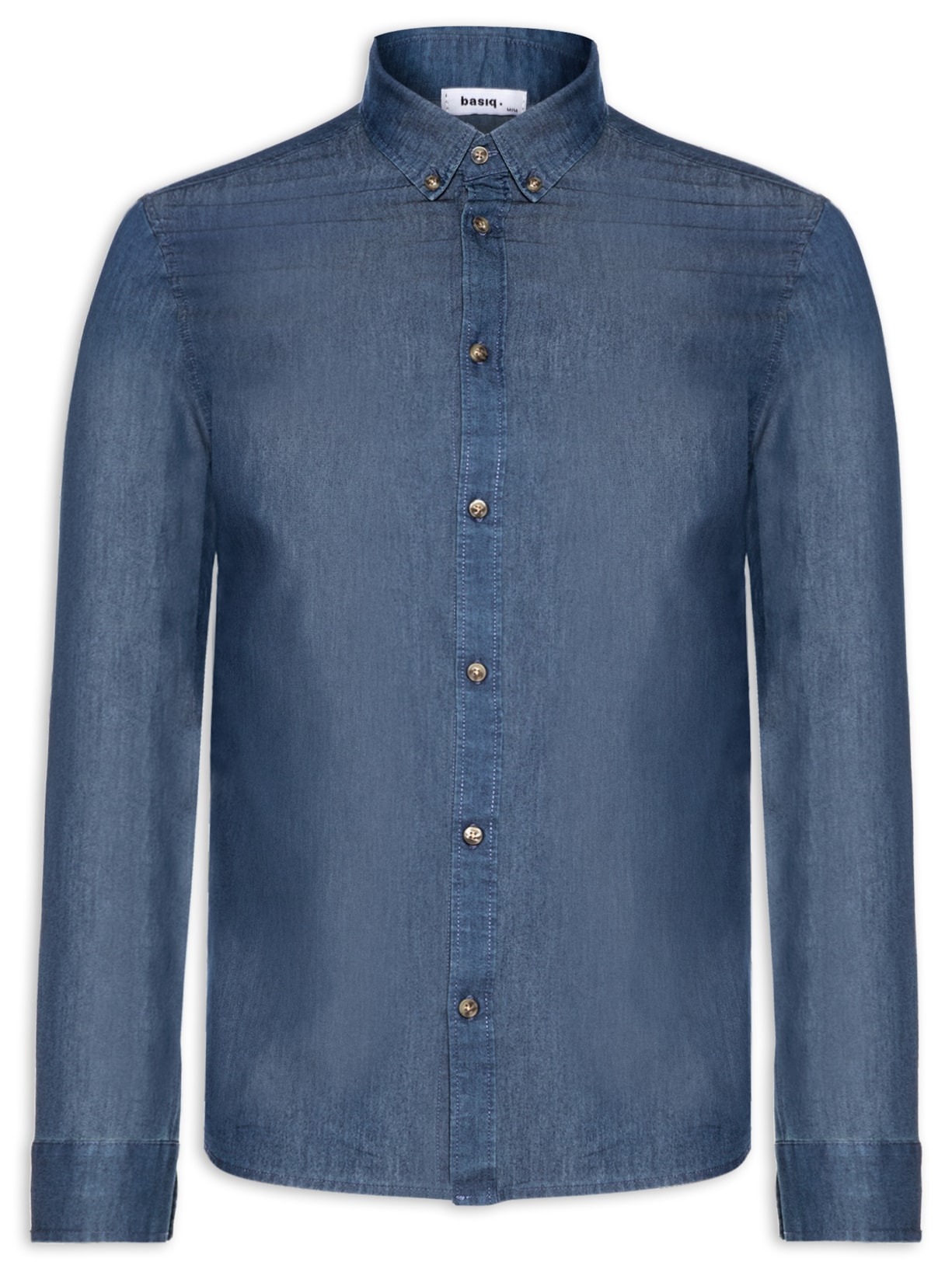 Camisa Masculina Jeans Manga Longa - Azul