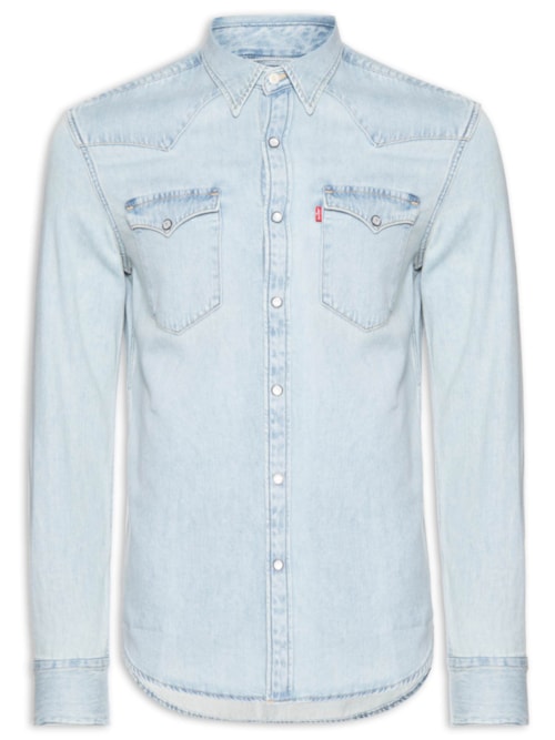 Camisa Masculina Jeans manga Longa Barstow Standard - Azul
