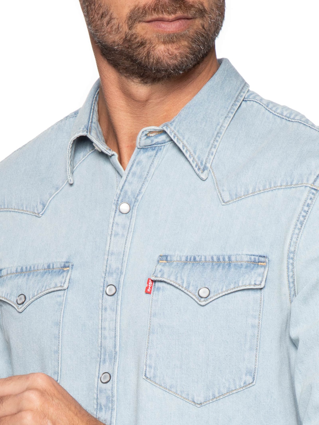 Camisa Masculina Jeans manga Longa Barstow Standard Azul Levi's