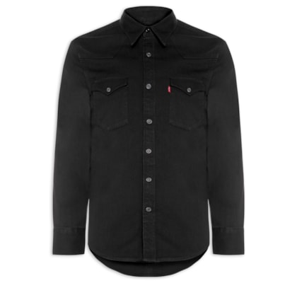 Camisa Masculina Jeans Manga Longa Barstow Western Standard - Preto