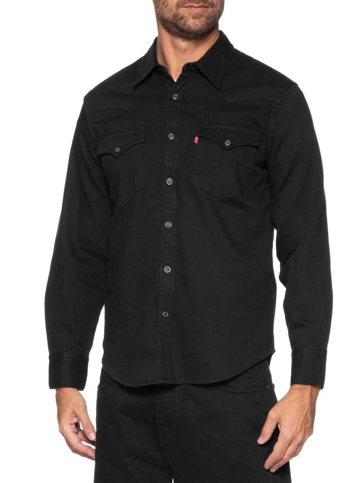Camisa Masculina Jeans Manga Longa Barstow Western Standard Preto Levi's