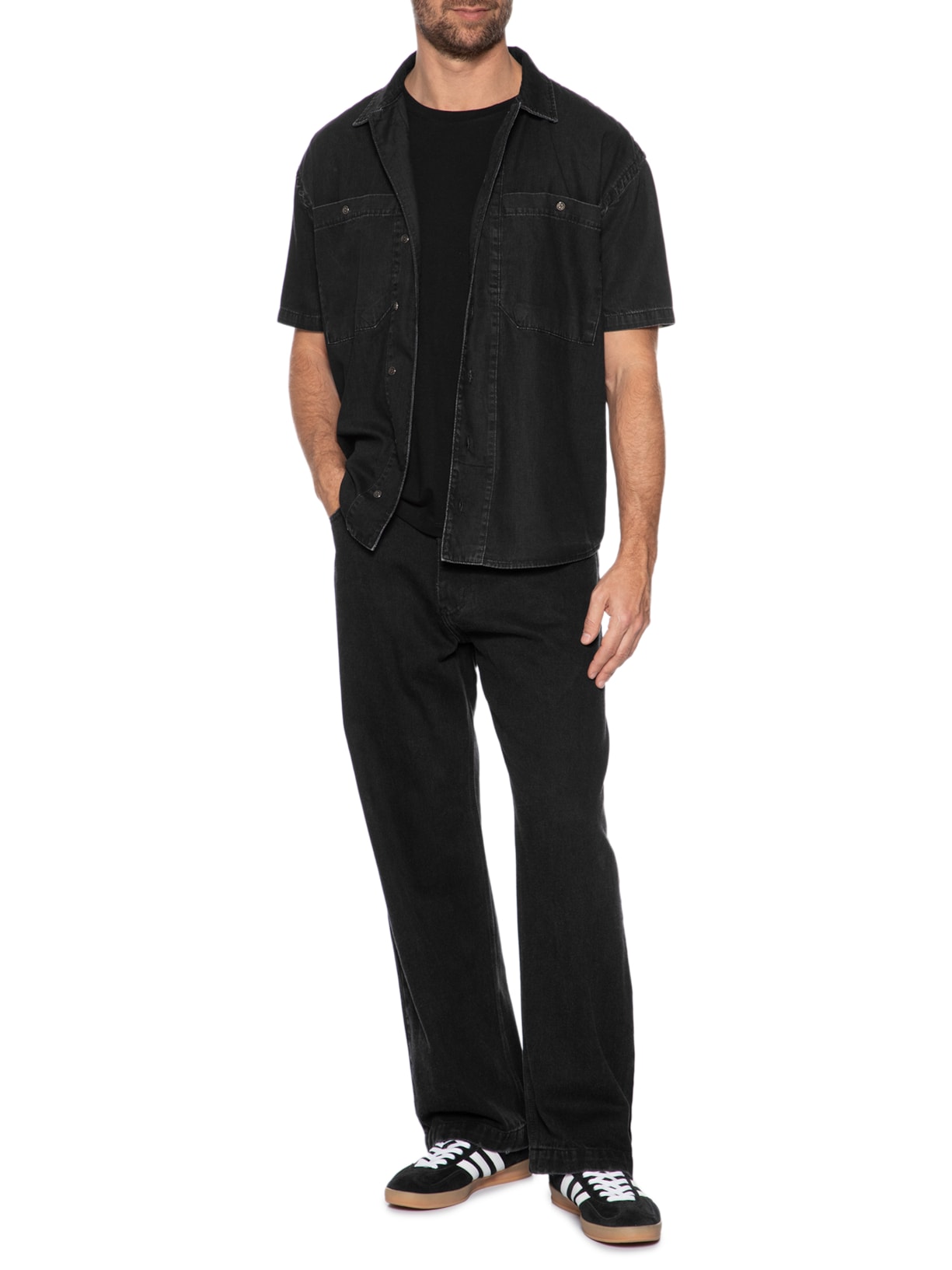 Camisa Masculina Jeans Preto Forum