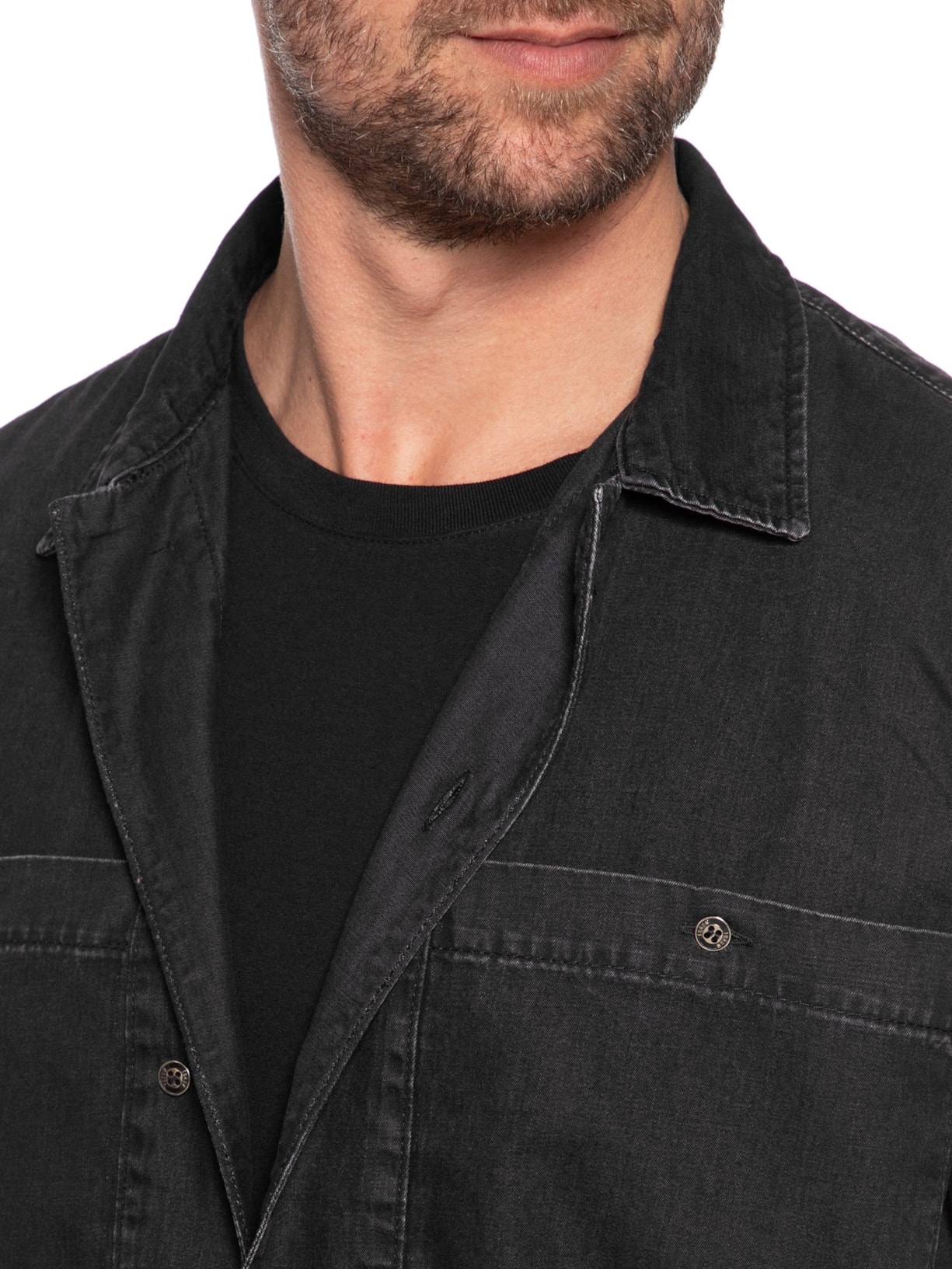 Camisa Masculina Jeans Preto Forum