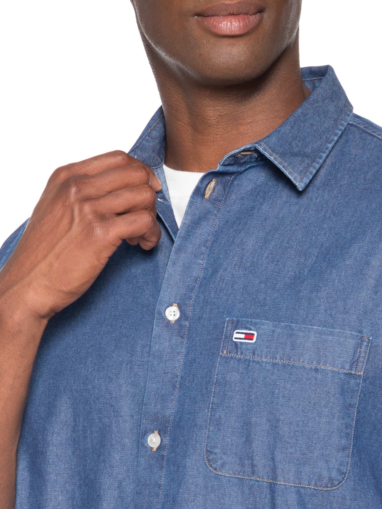 Camisa Masculina Jeans Regular Fit Azul Tommy Jeans