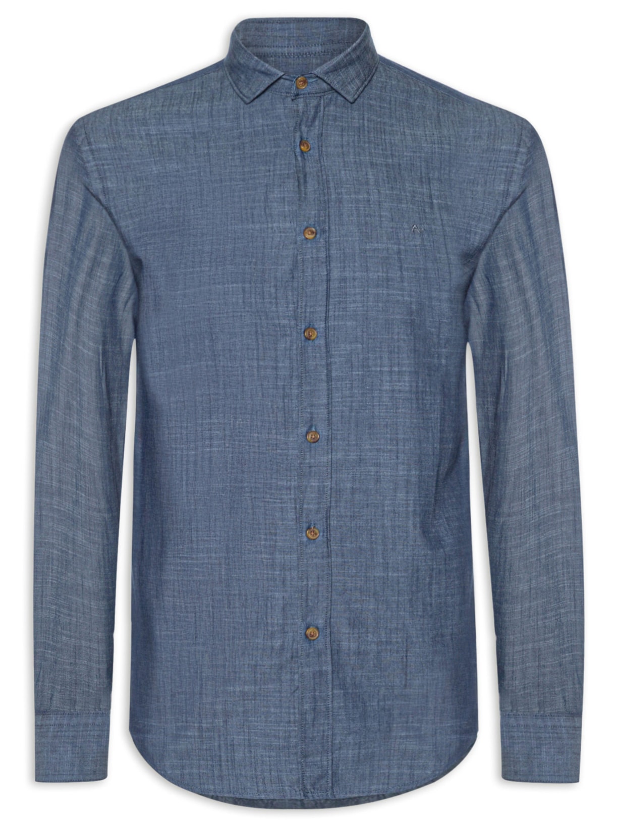 Camisa Masculina Jeans Regular Fit Denim Like - Azul