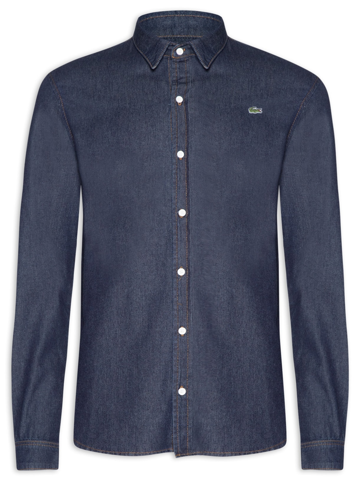 Camisa Masculina Jeans Regular Fit Em Brim De Algodão Orgânico - Azul