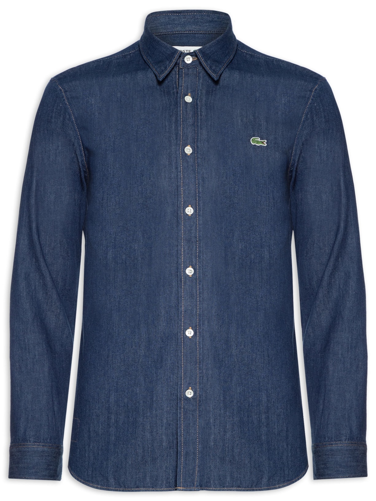 Camisa Masculina Jeans Regular Fit Em Brim De Algodão Orgânico - Azul