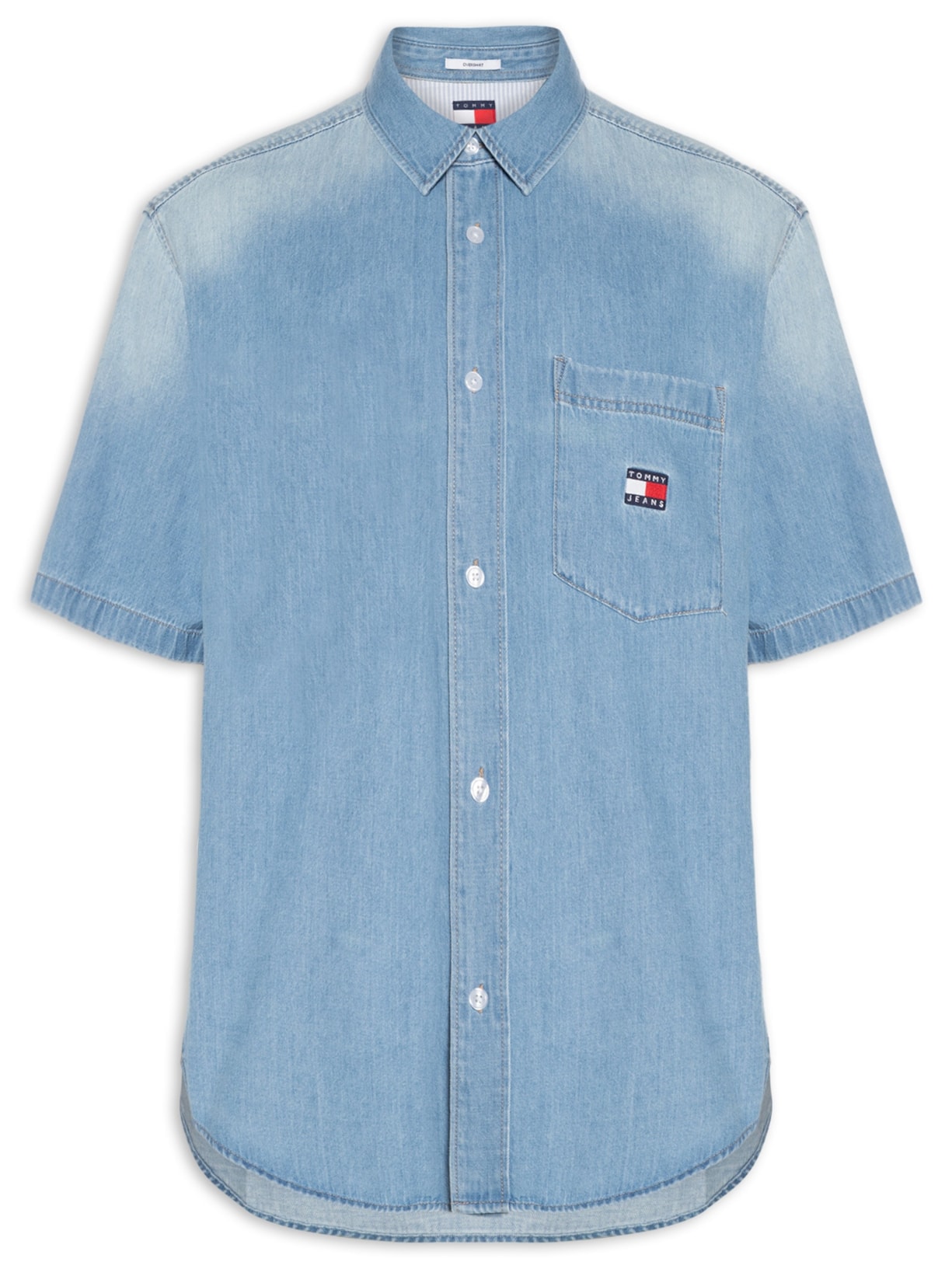 Camisa Masculina Jeans Relaxed Fit Bordada - Azul