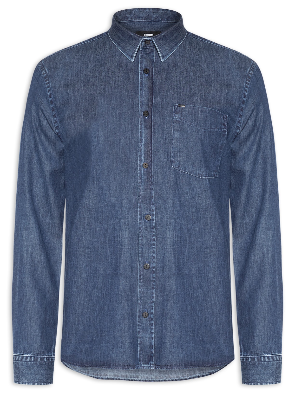 Camisa Masculina Jeans Slim Fit - Azul