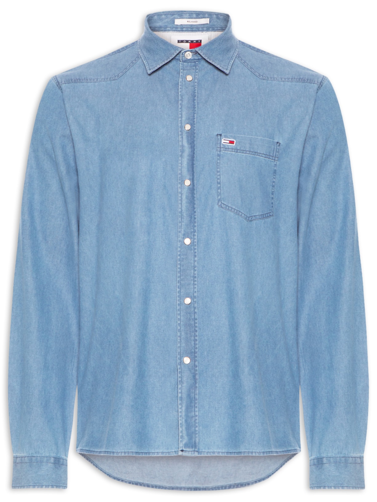 Camisa Masculina Jeans Western Relaxed Fit - Azul