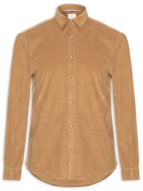 Camisa Masculina Leve Em Veludo - Bege