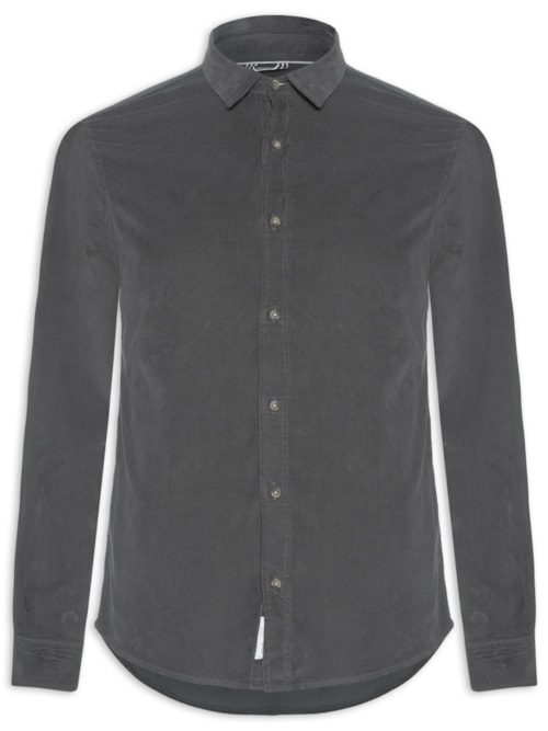 Camisa Masculina Leve Em Veludo - Cinza