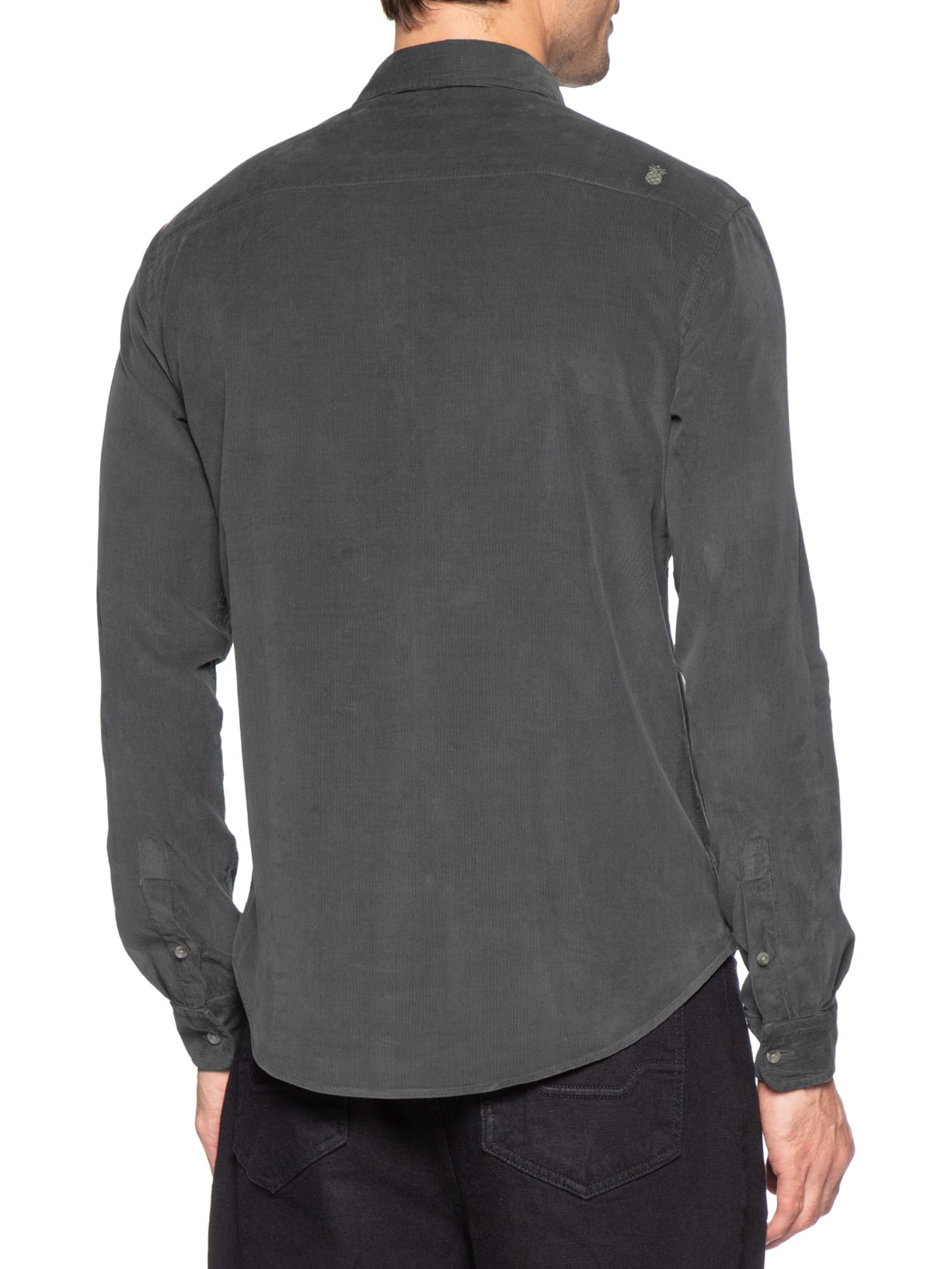 Camisa Masculina Leve Em Veludo Cinza Pineapple