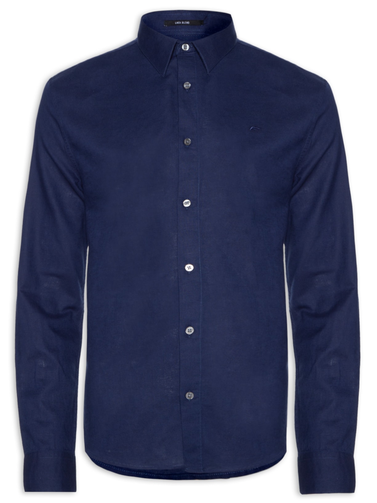 Camisa Masculina Linen Blend Classic Irish Manga Longa - Azul