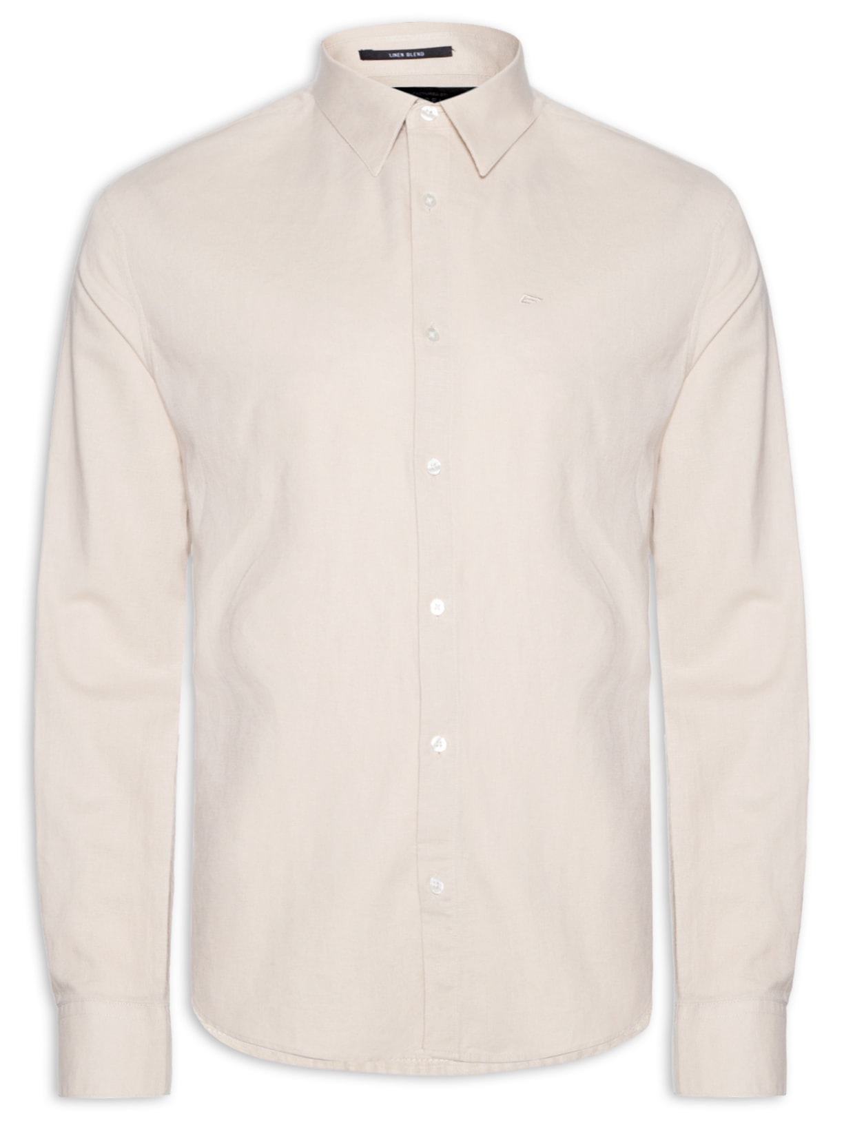 Camisa Masculina Linen Blend Classic Irish Manga Longa - Bege