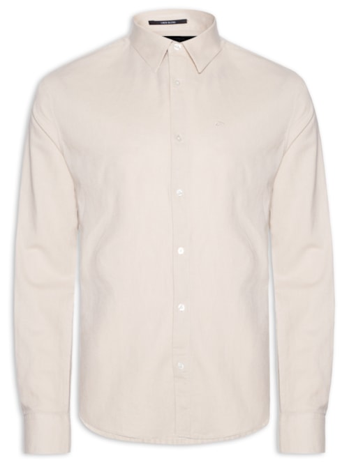 Camisa Masculina Linen Blend Classic Irish Manga Longa – Bege