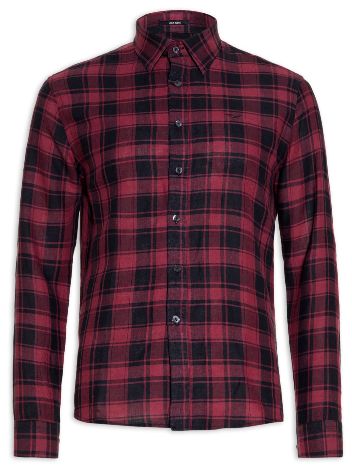 Camisa Masculina Linen Blend Ft Madra Plaid Class Anat - Vermelho