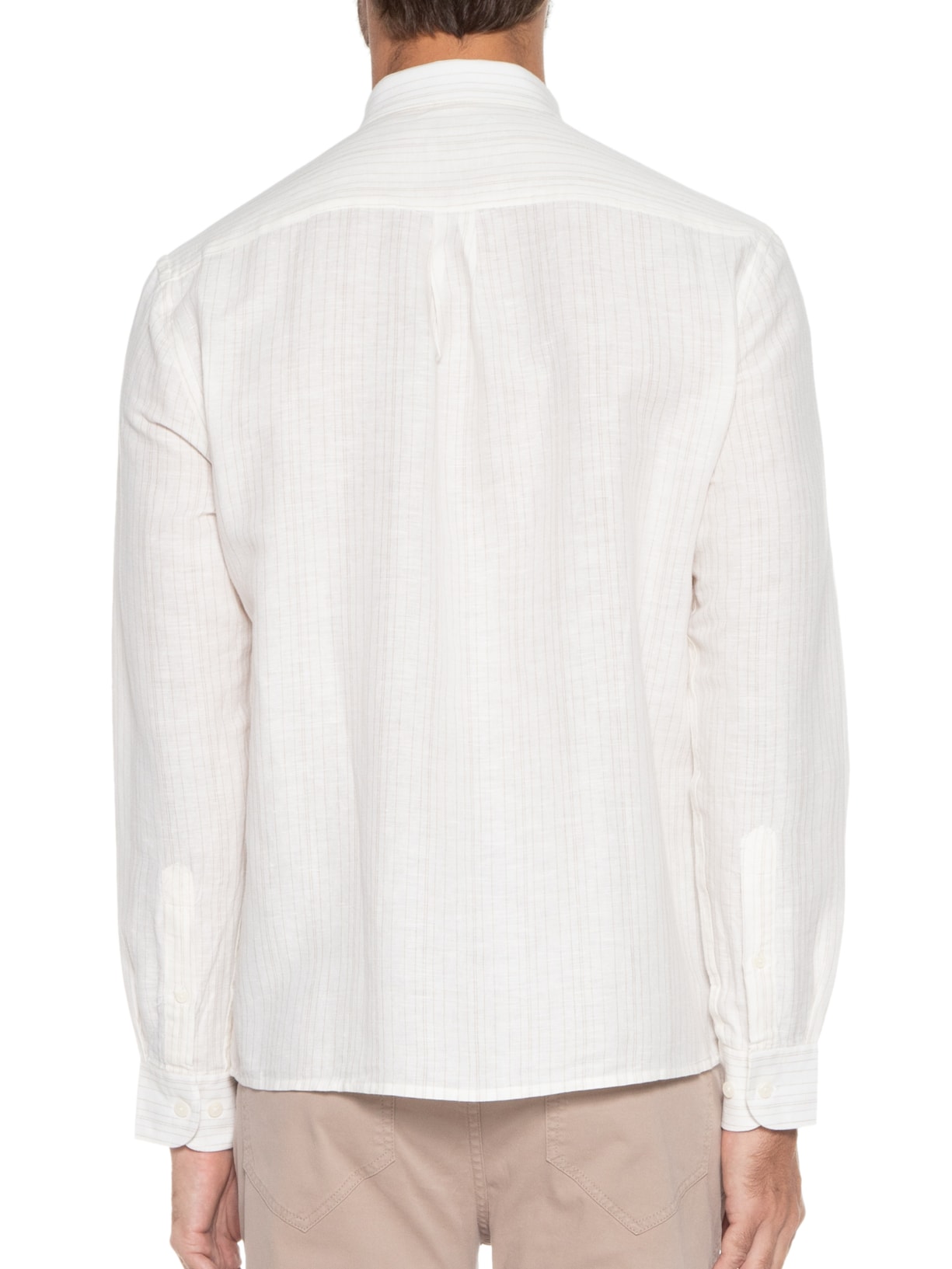 Camisa Masculina Linen Blend Greco Clas Anat Manga Longa Off White Vr