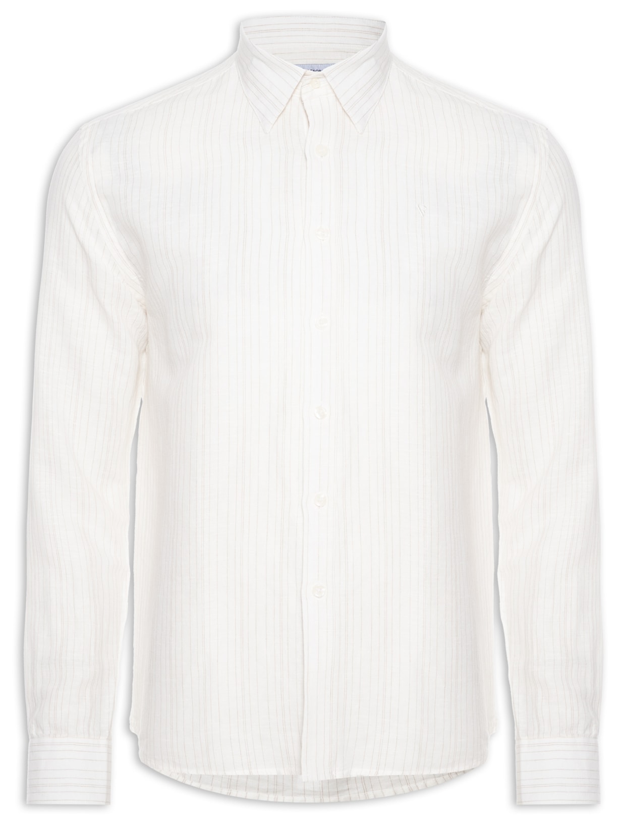 Camisa Masculina Linen Blend Greco Clas Anat Manga Longa Off White Vr