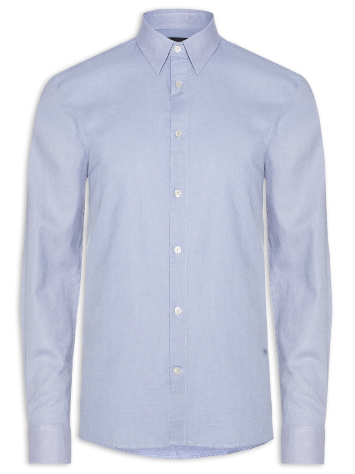Camisa Masculina Linen Blend Manga Longa - Azul