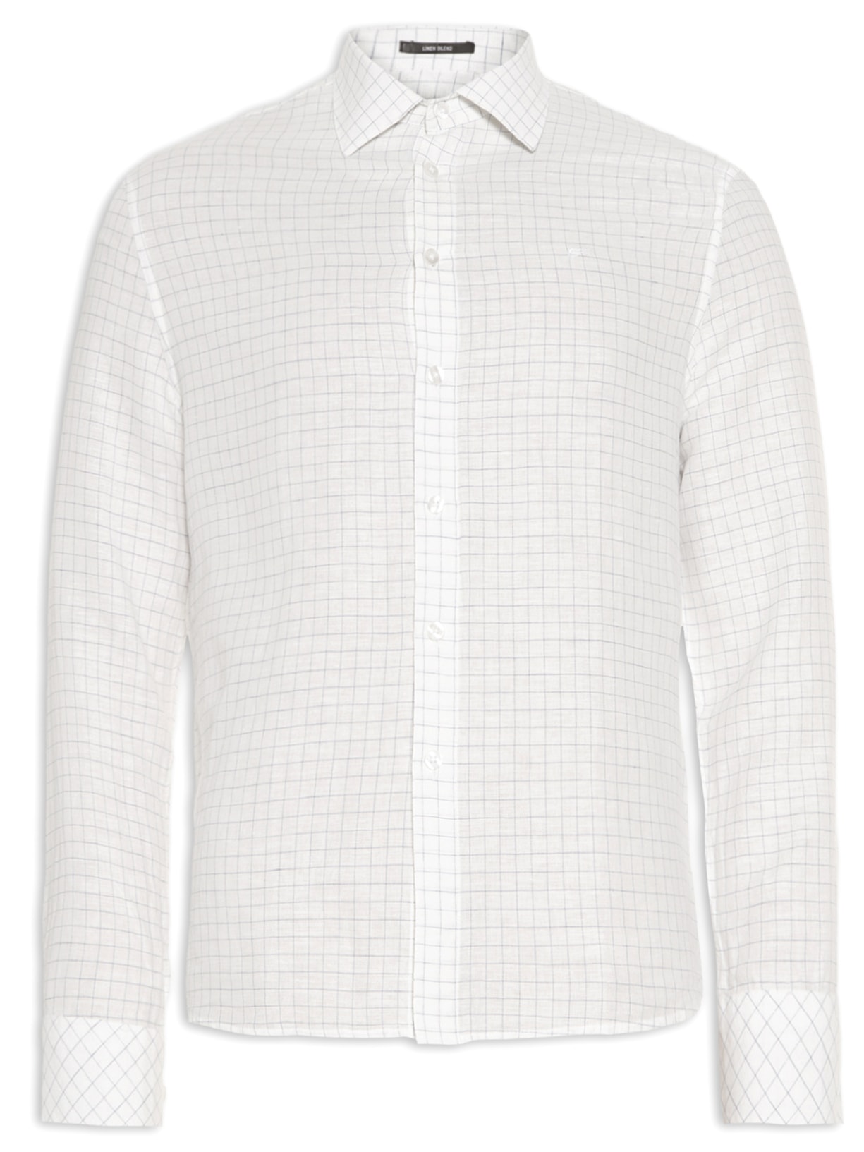 Camisa Masculina Linen Blend Mini Stripe Classic Ital - Off White