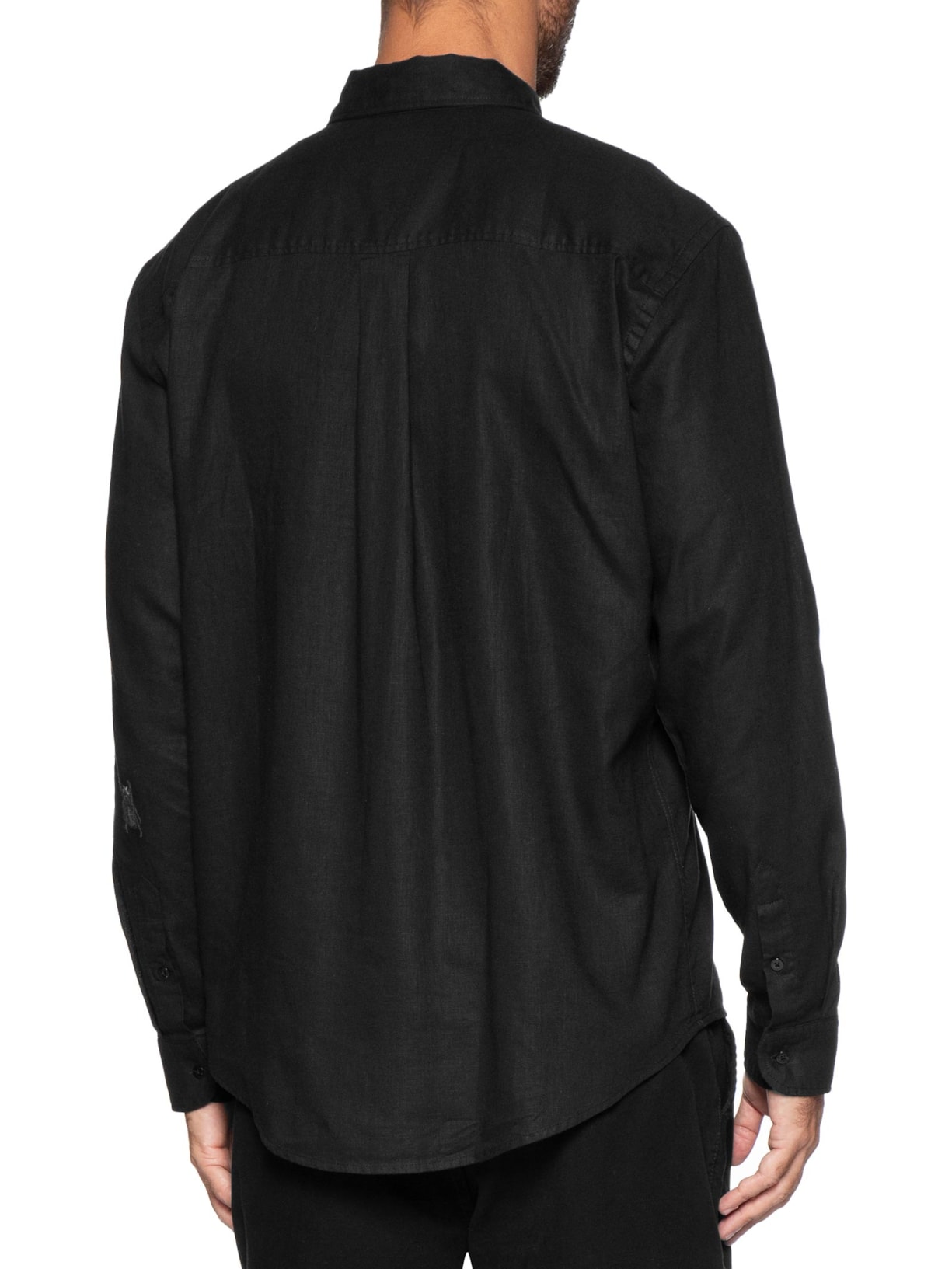 Camisa Masculina Linen Bordado Louva Deus – Preto Osklen