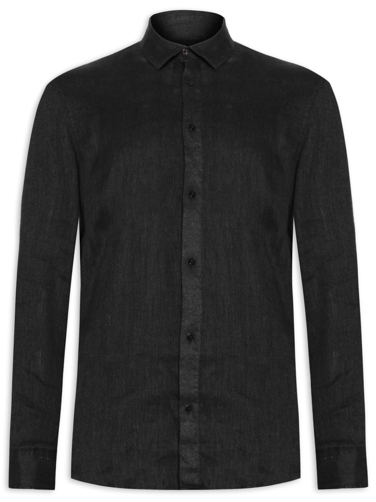 Camisa Masculina Linen Recycled Manga Longa - Preto