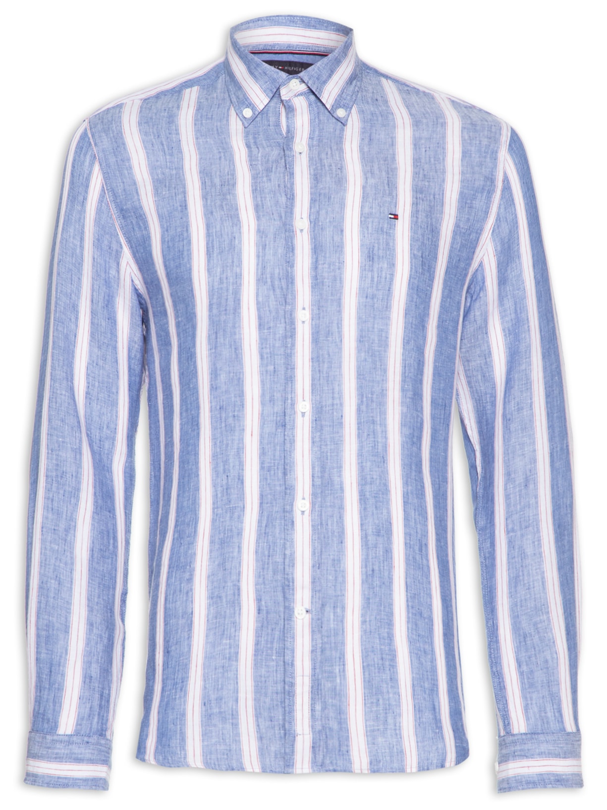 Camisa Masculina Linen Triple Stripe - Azul