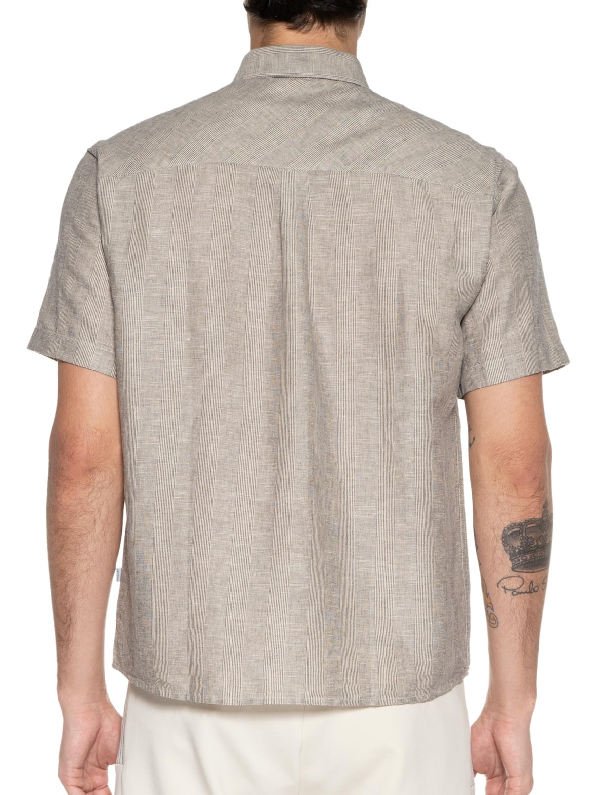 Camisa Masculina Linen Vittoria Surf Anat Manga Curta Cinza Vr