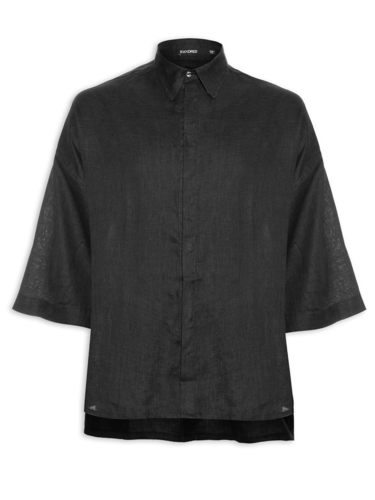 Camisa Masculina Linho Ampla Cava - Preto