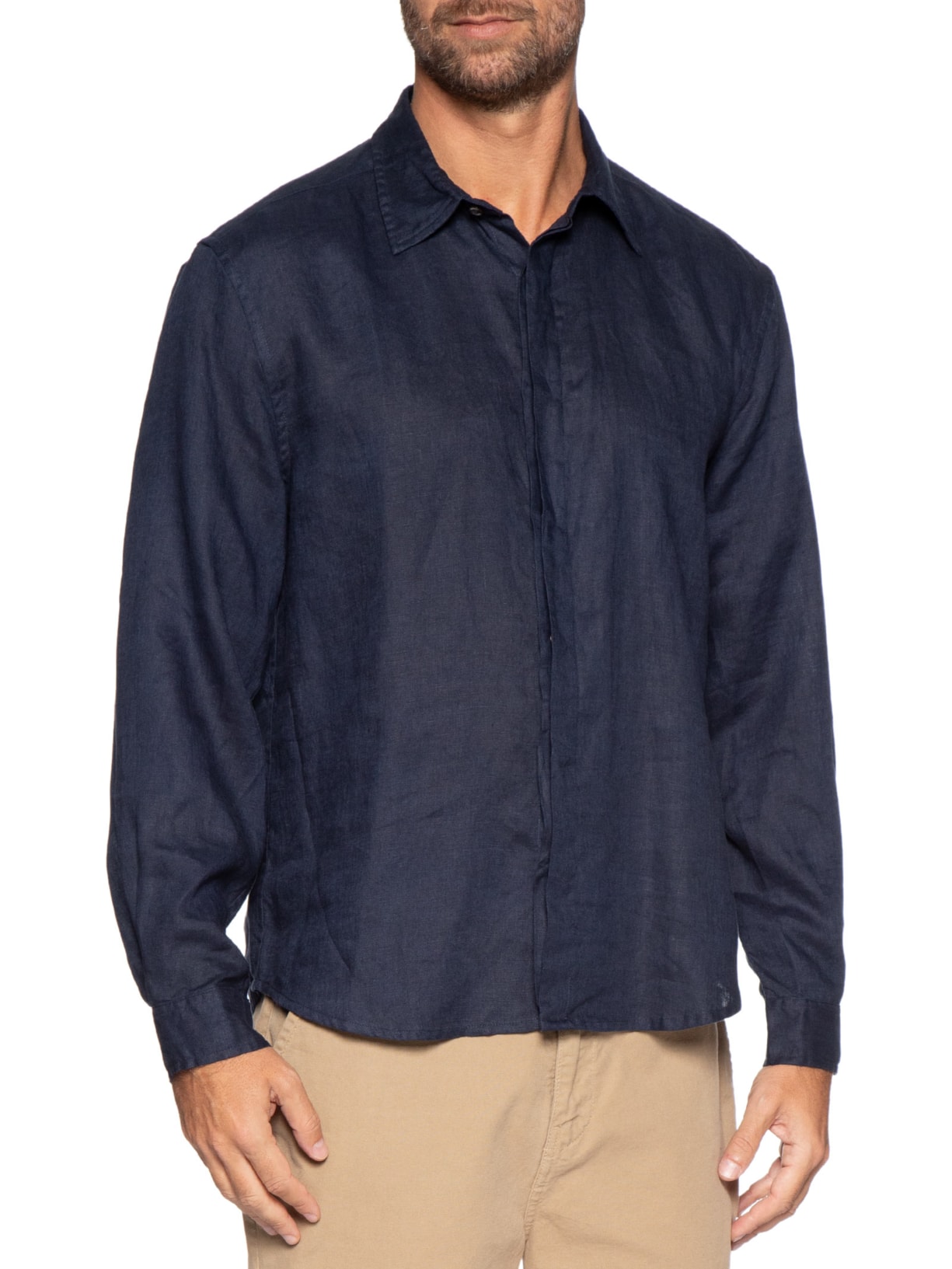 Camisa Masculina Linho Azul Handred