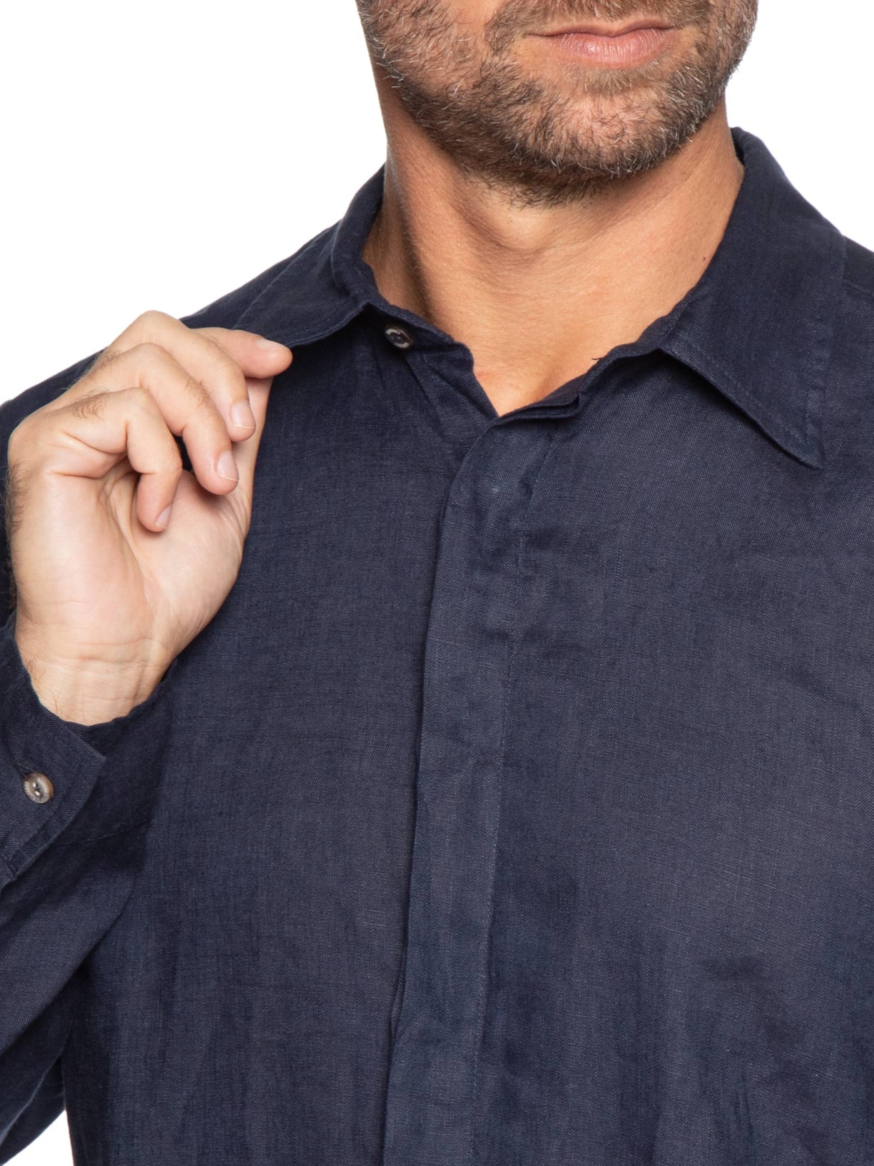 Camisa Masculina Linho Azul Handred
