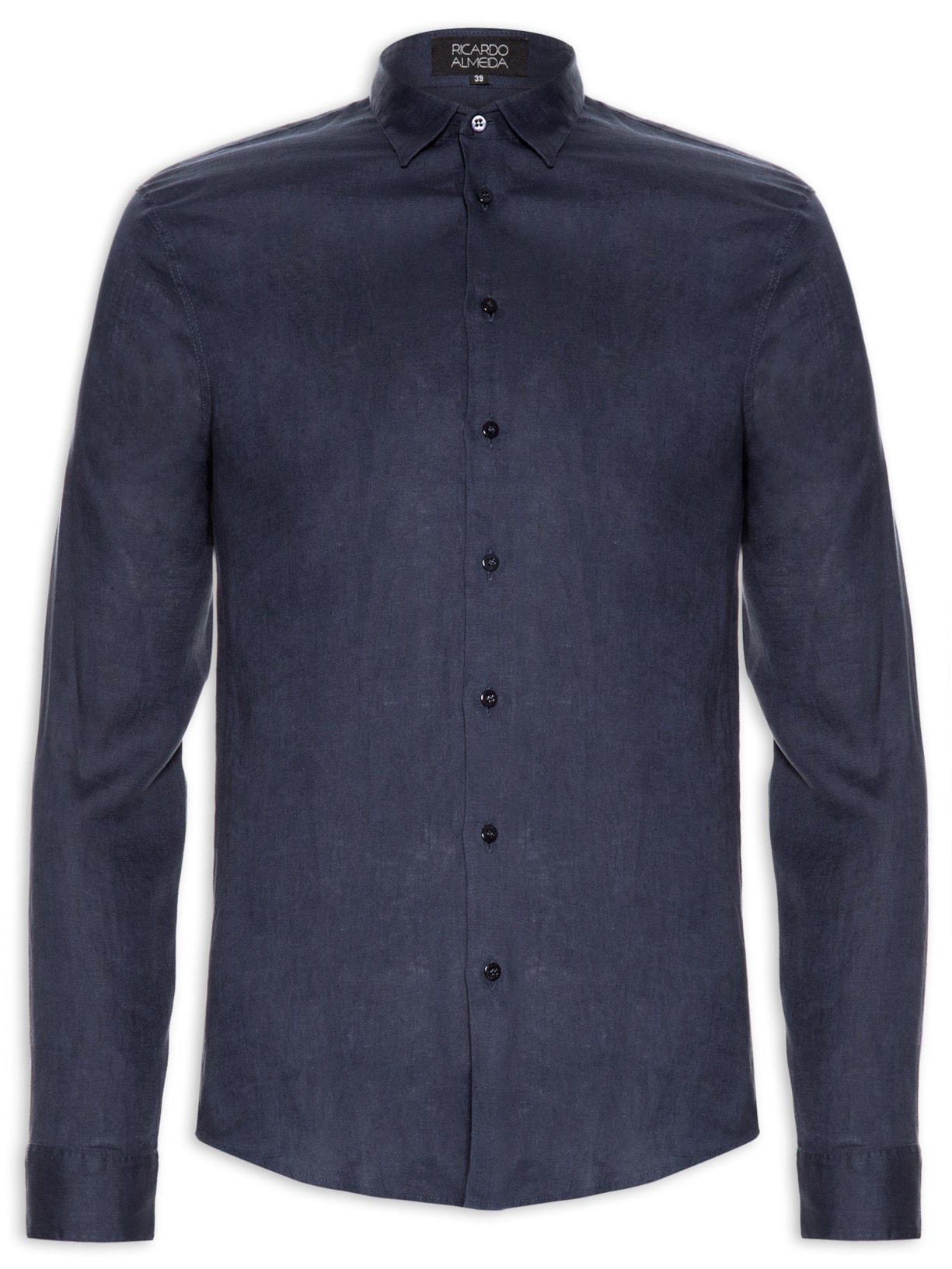 Camisa Masculina Linho Básica - Azul